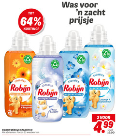  robijn wasverzachter 2 33 64 100 zacht biologisch afbreekbare ingredienten fles recycled plastic classics passiebloem bergamot flacon wasbeurten puur morgenfris jasmijn sandelhout 