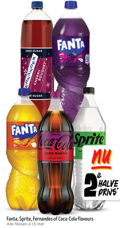  fanta sprite fernandes coca-cola frisdrank cola 2 zero sugar suriname bouquet cherry sparkling lemonade cassis orange less vruchten coca calories natural halve flavours flessen 1 5 liter 