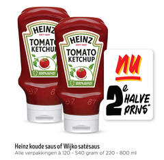  heinz wijko satesaus tomatenketchup 5 100 120 tomaten tomato ketchup mad recyclable grown bottle halve koude saus ml 