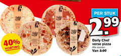  verse pizza 4 40 daily chef kazen mozzarella tomaat basilicum salami kip shoarma stuk soorten 