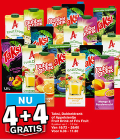  taksi appelsientje dubbelfrisss fruitdrank 1 4 8 40 dubbel fruit drink vleugje zuivel exotisch drank it suiker jung jungle drankje 5 l goudappeltje appel sinaasappel orange minder mango passievrucht dubbeldrank fris pakken liter 