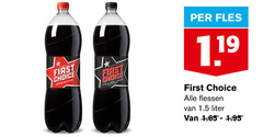  first choice cola regular zero sugar fles flessen liter 