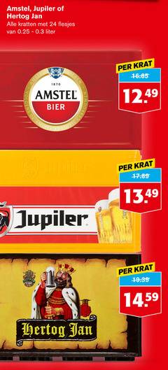  amstel hertog jan jupiler krat bier 24 1870 kratten 0.25 liter bieren 