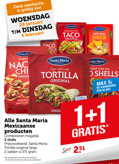  santa maria taco maaltijdmix tortilla 1 2 4 woensdag januari with fine pieces seasoning mix for original mild dip cheese just crispy origin r plates serving suggestion serveertip la super soft wrap added sugar preservatives anta baked corn shells 5x aanbieding mexicaanse combineren stuks large zakken varieeren kassa originele 