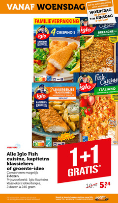  iglo lekkerbekjes vissticks visschnitzel 1 2 3 4 100 240 woensdag familieverpakking kapitein klassiekers let januari cuisine bretagne style peterselie citroen nieuwe vernieuwd recept filet nutri score duurzame traditioneel samengesteld stukjes vis fish italiano tomaat mozzarella kweek gecertificeerd krokant visserij vriesvers groente idee combineren dozen varieeren kassa online 40- 380g 