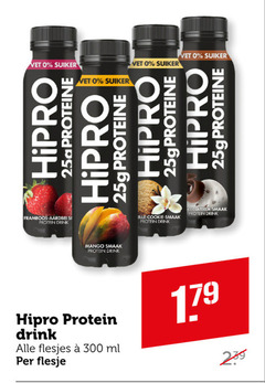  drinkyoghurt 300 proteine vet suiker framboos aardbei protein drink mango cookie ml flesje 