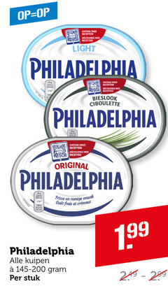  philadelphia zuivelspread 2 44 recepten light bieslook ciboulette original frisse romige frais stuk 