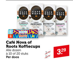  roots cafe nova koffiecups 10 20 quality mcafee lungo classico grind profondo ristretto capsules 20x aluminium dozen stuks doos 