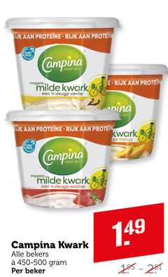  campina kwark rijk planet proof anno milde vleugje vanille aardbei mango bekers beker 