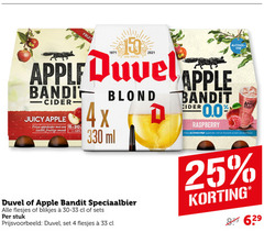  apple bandit duvel speciaalbieren appelcider 4 25 33 330 fruit moortgat blond juicy frisse zachte fruitige 5 4x ml 0.0 cider raspberry alcohol vrij alcoholvrije friszoete smack framboos speciaalbier blikjes stuk 