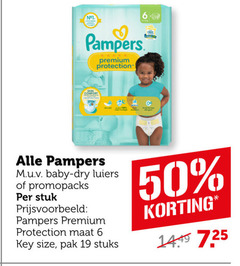  pampers billendoekjes luiers luierbroekjes 1 6 19 50 premium protection comfort baby dry promopacks stuk maat size pak stuks 