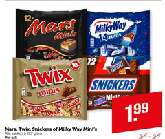  twix snickers mars milky way mini chocoladerepen 10 12 14 12x minis milkyway zakken zak 