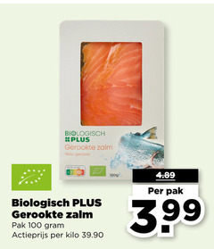  gerookte zalmfilet 100 biologisch zalm hout gerookt pak actieprijs kilo 100g 3.99 