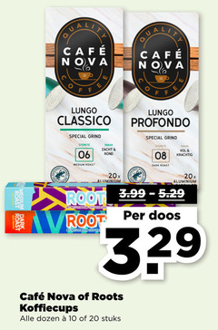  cafe nova roots koffiecups 10 20 mcafee dark lungo classico grind sterkte 06 medium roast zacht rond 20x aluminium by neuteboom boom coffee profondo 3.99 doos dozen stuks 