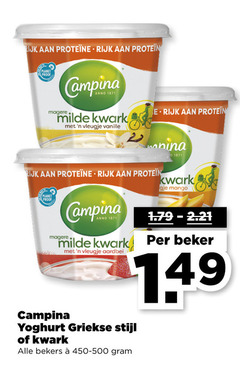  campina yoghurt kwark rijk planet proof anno milde vleugje vanille nina mango beker aardbei griekse stijl bekers 