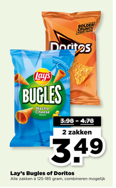  doritos lays zoutjes chips 2 crunch iconic taste aromas and bugles nacho cheese flavour zakken 125-185 combineren 