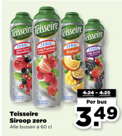  teisseire limonadesiroop 60 depuis zero parfum flavour grenadine sans sucres sugar fraise framboise strawberry raspberry tropical fruits des bois forest siroop bussen bus 