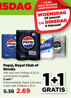  pepsi royal club rivella cola frisdrank 1 2 4 25 430 taste zero sugar let woensdag januari original tonic classic blikjes combineren 