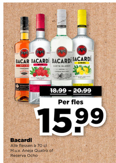  bacardi rum 18 white limon spiced carta blanca superior fles flessen quattro reserva 