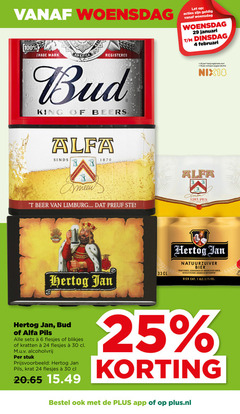  bud alfa hertog jan krat bier blikjes 1 4 6 18 24 25 30 33 100 1870 woensdag trade frica america let januari king beers jaar legitimatie alcohol beer limburg b edel pils kratten alcoholvrij stuk natuurzuiver traditioneel water granen hopsoorten 5.1 plus.nl 