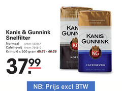  kanis en gunnink koffie 6 500 1885 koffiebranders snelfilter normaal krimp snelfiltermaling 