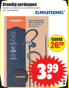  grundig oortelefoon 99 oordoppen sporten handsfree bellen opberghoes it at home sport earphones with microphone 1.2 mm jack calling travelcase elders 3.99 