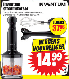  inventum staafmixer 2 99 350 staafmixerset mixen kloppen hakken pureren snelheden rvs mesinzet watt elders 