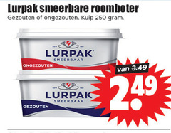  lurpak roomboter 250 1901 smeerbare gezouten ongezouten kuip smeerbaar 