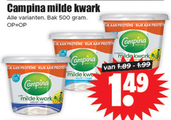  campina kwark 500 milde bak rijk protein pro volle naturel magere cue b 