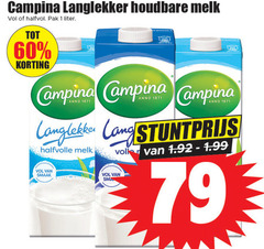  campina melk 1 60 langlekker houdbare halfvol pak liter lang halfvolle voller 