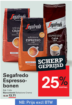  segafredo koffiebonen 1 25 crema zanetti ricco cr espresso selezione forte intenso premium choice casa gusto cremoso whole caffe bonen zak kilo bean scherp geprijsd 