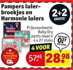  pampers luierbroekjes luiers 2 4 27 luier broekjes harmonie verzending artikelen baby dry pants maat 4x stuks 