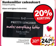  20 cadeaukaart pretty lingerie everything gift card t.w.v. 