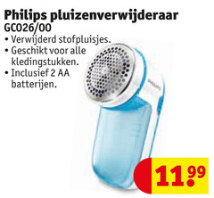  2 philips pluizenverwijderaar 00 verwijderd kledingstukken aa batterijen 