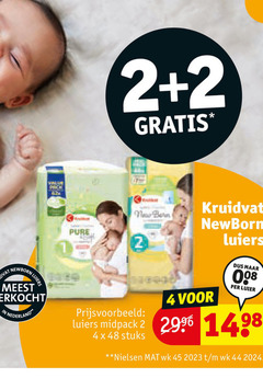  kruidvat huismerk luiers 2 4 44 45 48 new born newborn verkocht nederland luier midpack stuks mat 