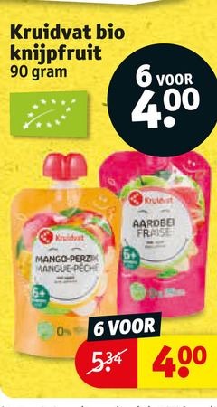  kruidvat huismerk babyvoeding 6 90 bio knijpfruit mango mangue aardbei fraise 