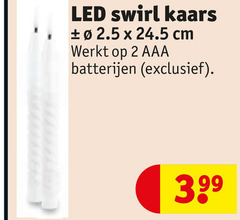  2 led swirl kaars 2.5 cm aaa batterijen 3 99 