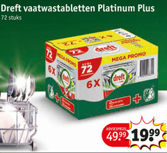  dreft vaatwasmiddel vaatwastabletten platinum stuks mega 6x 