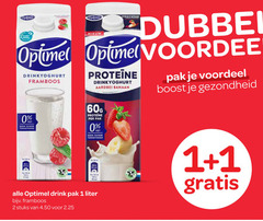  optimel drinkyoghurt 1 2 voordeel framboos aardbei banaan pak boost gezondheid proteine vet suiker drink liter stuks 