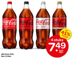  coca-cola cola 4 coca original taste refreshing zero sugar light caffeine calories fles liter stuks 