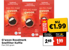  gwoon koffie 250 rood roodmerk snelfilter pak voucher 