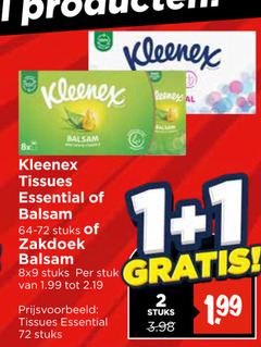  kleenex zakdoeken tissues 1 2 balsem essential stuks zakdoek stuk 