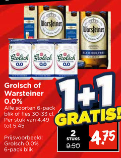  warsteiner grolsch alcoholvrij bier 1 2 6 0.0 soorten pack blik fles stuk stuks 