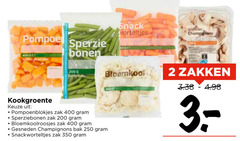  worteltjes bloemkool sperziebonen 2 200 250 350 400 pompoen sperzie bonen ge koren min wasser snack gesneden champignons zakken kookgroente pompoenblokjes zak bloemkoolroosjes bak 