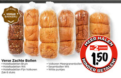  6 150 bakkerij verse zachte bollen hotelkadetten bruin wit fijn volkoren zak stuks meergranenbollen sesambollen witte puntjes hale zakken minder 