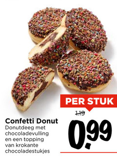  confetti donut chocoladevulling topping krokante chocoladestukjes stuk 