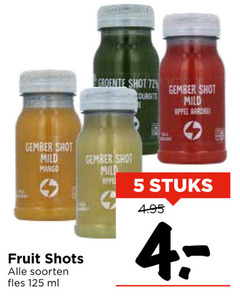  5 gember shot mild mango fruit shots soorten fles ml groente appel stuks 