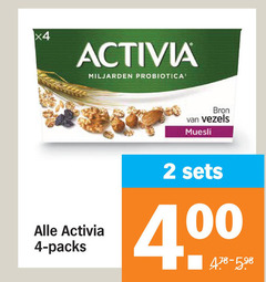  danone activia vruchtenyoghurt 2 4 x4 miljarden probiotica vezels muesli 00 