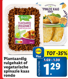  vegetarisch 3 9 35 200 vemondo plantaardig rulgehakt basis soja eiwit vegetarische spinazie kaas rondo 