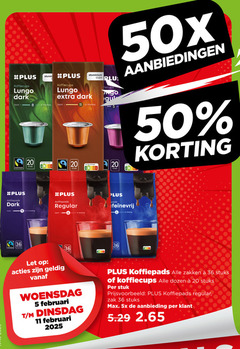  plus huismerk koffiecups koffiepads 1 5 6 11 12 18 20 36 400 lungo dark zacht aluminium cups go gul stuks fairtrade nutri score regular porties pads let woensdag zakken dozen stuk zak 5x aanbieding 